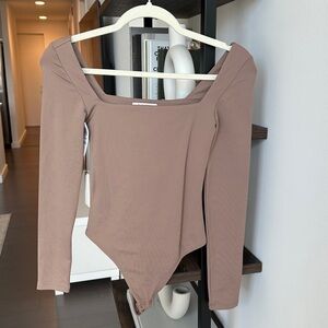 Aritzia Babaton Square Neck Bodysuit - Tan